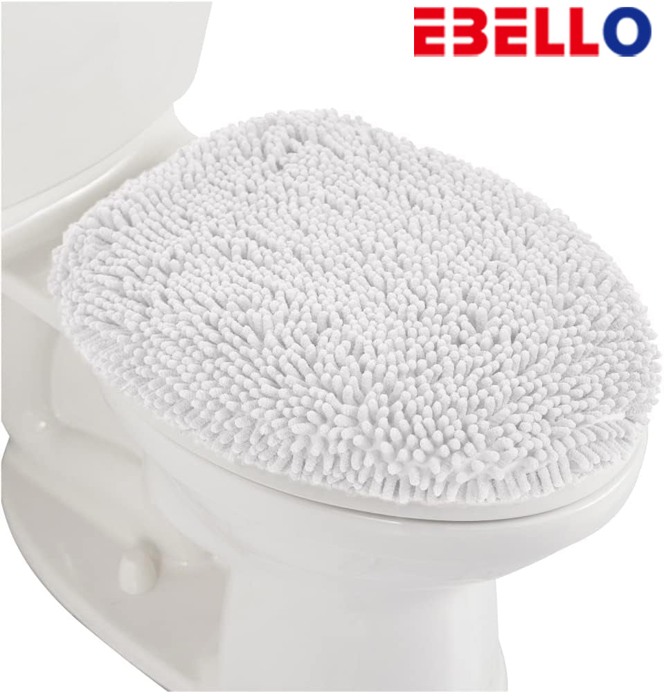 EBELLO Bathroom oval toilet lid, fluffy soft absorbent, machine washab