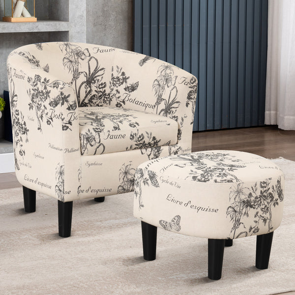 Ottoman Patterned Club Chair INZOY Modern Accent Chair With