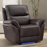 INZOY Electric Leather Recliner Chair with Ambient Lighting and USB Ports, Faux Leather Home Theater Seating with Overstuffed Backrest, Power Recliner Chair Reclining Sofa for Living Room, Brown