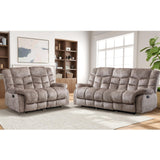 EBELLO Reclining Sofa Furniture Set, Loveseat Recliner Sofa and 3PC Bonded Manual Recliner Set for Living Room, Light Brown(Loveseat+Sofa)