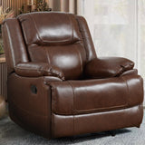 EBELLO Genuine Leather Manual Recliner Chair, Reclining Sofa Chair Couch for Living Room, Bedroom Furniture, Meeting Room, Brown (Recliner Chair)