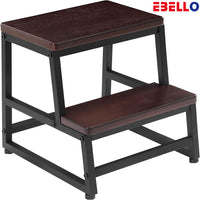 EBELLO Wooden step stool, suitable for high bed, ladder for kitchen bedroom living room bathroom Wooden stool, suitable for adults, children and seniors
