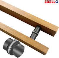 EBELLO Modern long wooden handle door handle with screw fitting for bedroom bathroom