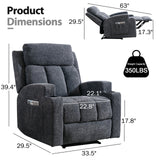 CANMOV Manual Recliner Chair with Massage and Heat,Soft Fabric Recliner Chair with Overstuffed Arm and Back, Manual Reclining Single Sofa with 2 Cup Holders, Side Pocket for Living Room,Dark Grey