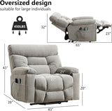 CANMOV Dual Motor Power Lift Recliner Chair for Elderly, 27" Extra-Wide Seat 450 lbs Weight Capacity Infinite Position Adjustment, with Heated Massage, Cup Holders and USB Port, Grey Fabric