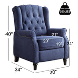 EBELLO Pushback Recliner Chair, Fabric Armchair Push Back Recliner with Rivet Decoration, Single Sofa Accent Chair for Living Room, Bedroom,Dark Blue