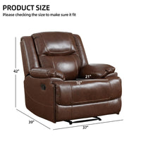 EBELLO Genuine Leather Manual Recliner Chair, Reclining Sofa Chair Couch for Living Room, Bedroom Furniture, Meeting Room, Brown (Recliner Chair)