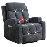 CANMOV Manual Recliner Chair with Massage and Heat, Overstuffed Recliner Chair with Cup Holders & Side Pockets, Comfy Soft Fabric Reclining Sofa for Living Room, Bedroom, Dark Grey