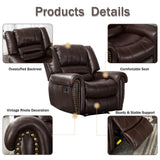 CANMOV Leather Recliner Chair, Classic and Traditional Manual Recliner Chair with Comfortable Arms and Back Single Sofa for Living Room, Brown