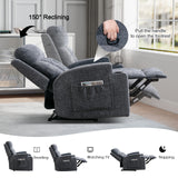 CANMOV Manual Recliner Chair with Massage and Heat,Soft Fabric Recliner Chair with Overstuffed Arm and Back, Manual Reclining Single Sofa with 2 Cup Holders, Side Pocket for Living Room,Dark Grey