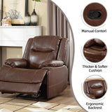 EBELLO Genuine Leather Manual Recliner Chair, Reclining Sofa Chair Couch for Living Room, Bedroom Furniture, Meeting Room, Brown (Recliner Chair)