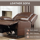 EBELLO Genuine Leather Manual Recliner Chair, Reclining Sofa Chair Couch for Living Room, Bedroom Furniture, Meeting Room, Brown (Recliner Chair)