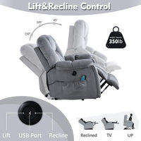 CANMOV Large Power Lift Recliner Chair with Massage and Heat for Elderly, Overstuffed Wide Recliners, Heavy Duty and Safety Motion Reclining Mechanism with USB Ports, 2 Concealed Cup Holders, Gray