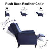 EBELLO Pushback Recliner Chair, Fabric Armchair Push Back Recliner with Rivet Decoration, Single Sofa Accent Chair for Living Room, Bedroom,Dark Blue