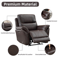 INZOY Electric Leather Recliner Chair with Ambient Lighting and USB Ports, Faux Leather Home Theater Seating with Overstuffed Backrest, Power Recliner Chair Reclining Sofa for Living Room, Brown