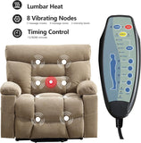 CANMOV Dual Motor Power Lift Recliner Chair for Elderly, 27" Extra-Wide Seat 450 lbs Weight Capacity Infinite Position Adjustment, with Heated Massage, Cup Holders and USB Port, Camel Fabric