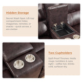 EBELLO Power Reclining Sectional Sofa with LED Light, Faux Leather Sectional Couch for Living Room, Modern Corner Furniture Sets with 2 Recliner Seats, Cup Holders, Storage Console, Brown