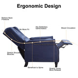 EBELLO Pushback Recliner Chair, Fabric Armchair Push Back Recliner with Rivet Decoration, Single Sofa Accent Chair for Living Room, Bedroom,Dark Blue