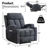 CANMOV Manual Recliner Chair with Massage and Heat, Overstuffed Recliner Chair with Cup Holders & Side Pockets, Comfy Soft Fabric Reclining Sofa for Living Room, Bedroom, Dark Grey