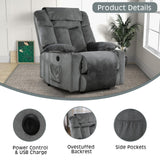 CANMOV Power Lift Recliner Chair for Elderly Heavy Duty and Safety Motion Reclining Mechanism-Anti Skid Fabric Sofa Living Room Chair with USB Port, 2 Cup Holders, Washable Covers, Grey