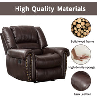 CANMOV Leather Recliner Chair, Classic and Traditional Manual Recliner Chair with Comfortable Arms and Back Single Sofa for Living Room, Brown