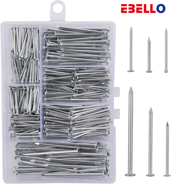 EBELLO Hardware nail sorting kit, picture nails, galvanized nails, small picture nails, 6 sizes of finished nails, wood nails, wall nails