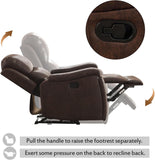 CANMOV Leather Recliner Chair, Classic and Traditional Manual Recliner Chair with Overstuffed Arms and Back, Manual Single Sofa with Concealed Cup Holders,Red Brown