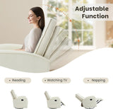 CANMOV Rocker Recliner Chair,360°Swivel Nursery Glider Recliner,Manual Recliner Sofa with Padded Armrest and Backrest,Leather Recliner for Small Spaces,Living Room,Bedroom (White)
