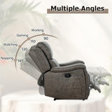 CANMOV Leather Recliner Chair, Classic and Traditional Manual Recliner Chair with Overstuffed Arms and Back, Manual Single Sofa with Concealed Cup Holders,Grey