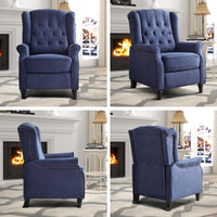 EBELLO Pushback Recliner Chair, Fabric Armchair Push Back Recliner with Rivet Decoration, Single Sofa Accent Chair for Living Room, Bedroom,Dark Blue