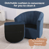 INZOY Swivel Barrel Chair Set of 2 Velvet Mordern Accent Chair, Swivel Round Chair with Detachable Cushion, Swivel Barrel Reading Chair Sherpa Chair for Living Room Bedroom Small Spaces, Blue