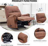 CANMOV Rocker Recliner Chair for Adults,Manual Recliner Chair with Overstuffed Backrest and Armrests, Soft Fabric Manual Rocking Reclining Sofa for Living Room,Brown