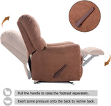 CANMOV Rocker Recliner Chair for Adults,Manual Recliner Chair with Overstuffed Backrest and Armrests, Soft Fabric Manual Rocking Reclining Sofa for Living Room,Brown