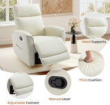 CANMOV Rocker Recliner Chair,360°Swivel Nursery Glider Recliner,Manual Recliner Sofa with Padded Armrest and Backrest,Leather Recliner for Small Spaces,Living Room,Bedroom (White)