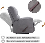 CANMOV Rocker Recliner Chair for Adults,Manual Recliner Chair with Overstuffed Backrest and Armrests, Soft Fabric Manual Rocking Reclining Sofa for Living Room,Grey