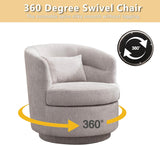 CANMOV Swivel Accent Chair, 360 Degree Round Swivel Barrel Chair with Pillow, Upholstered Comfy Barrel Armchair Single Club Sofa Chair for Living Room,Bedroom, Reading Room, Grey