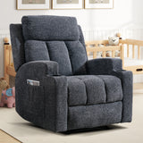CANMOV Manual Recliner Chair with Massage and Heat,Soft Fabric Recliner Chair with Overstuffed Arm and Back, Manual Reclining Single Sofa with 2 Cup Holders, Side Pocket for Living Room,Dark Grey