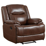 EBELLO Genuine Leather Manual Recliner Chair, Reclining Sofa Chair Couch for Living Room, Bedroom Furniture, Meeting Room, Brown (Recliner Chair)