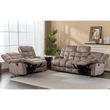 EBELLO Reclining Sofa Furniture Set, Loveseat Recliner Sofa and 3PC Bonded Manual Recliner Set for Living Room, Light Brown(Loveseat+Sofa)