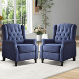 EBELLO Pushback Recliner Chair, Fabric Armchair Push Back Recliner with Rivet Decoration, Single Sofa Accent Chair for Living Room, Bedroom,Dark Blue