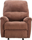 CANMOV Rocker Recliner Chair for Adults,Manual Recliner Chair with Overstuffed Backrest and Armrests, Soft Fabric Manual Rocking Reclining Sofa for Living Room,Brown