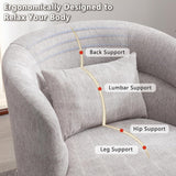 CANMOV Swivel Accent Chair, 360 Degree Round Swivel Barrel Chair with Pillow, Upholstered Comfy Barrel Armchair Single Club Sofa Chair for Living Room,Bedroom, Reading Room, Beige