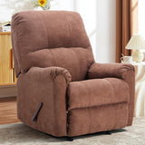 CANMOV Rocker Recliner Chair for Adults,Manual Recliner Chair with Overstuffed Backrest and Armrests, Soft Fabric Manual Rocking Reclining Sofa for Living Room,Brown