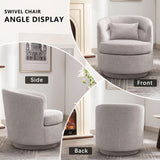 CANMOV Swivel Accent Chair, 360 Degree Round Swivel Barrel Chair with Pillow, Upholstered Comfy Barrel Armchair Single Club Sofa Chair for Living Room,Bedroom, Reading Room, Beige