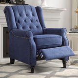 EBELLO Pushback Recliner Chair, Fabric Armchair Push Back Recliner with Rivet Decoration, Single Sofa Accent Chair for Living Room, Bedroom,Dark Blue