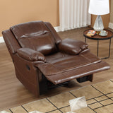 EBELLO Genuine Leather Manual Recliner Chair, Reclining Sofa Chair Couch for Living Room, Bedroom Furniture, Meeting Room, Brown (Recliner Chair)