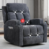 CANMOV Manual Recliner Chair with Massage and Heat,Soft Fabric Recliner Chair with Overstuffed Arm and Back, Manual Reclining Single Sofa with 2 Cup Holders, Side Pocket for Living Room,Dark Grey