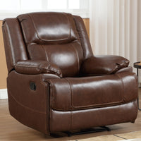 EBELLO Genuine Leather Manual Recliner Chair, Reclining Sofa Chair Couch for Living Room, Bedroom Furniture, Meeting Room, Brown (Recliner Chair)