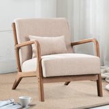 INZOY Mid-Century Modern Accent Chair Set of 2, Upholstered Living Room Chairs with Waist Cushion, Reading Armchair for Bedroom Sunroom