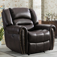 ANJ Electric Recliner Chair W/Breathable Bonded Leather, Classic Single Sofa Home Theater Recliner Seating W/USB Port, Dark Brown